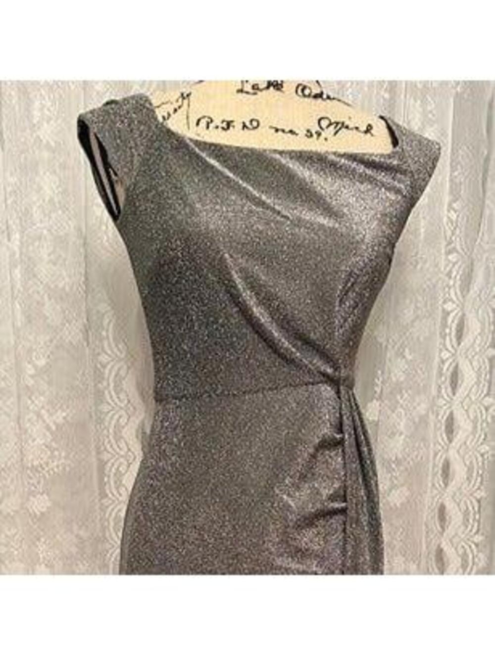 Shine Bright in an Aqua Silver Off-the-Shoulder Dress! - Picture 2 of 5